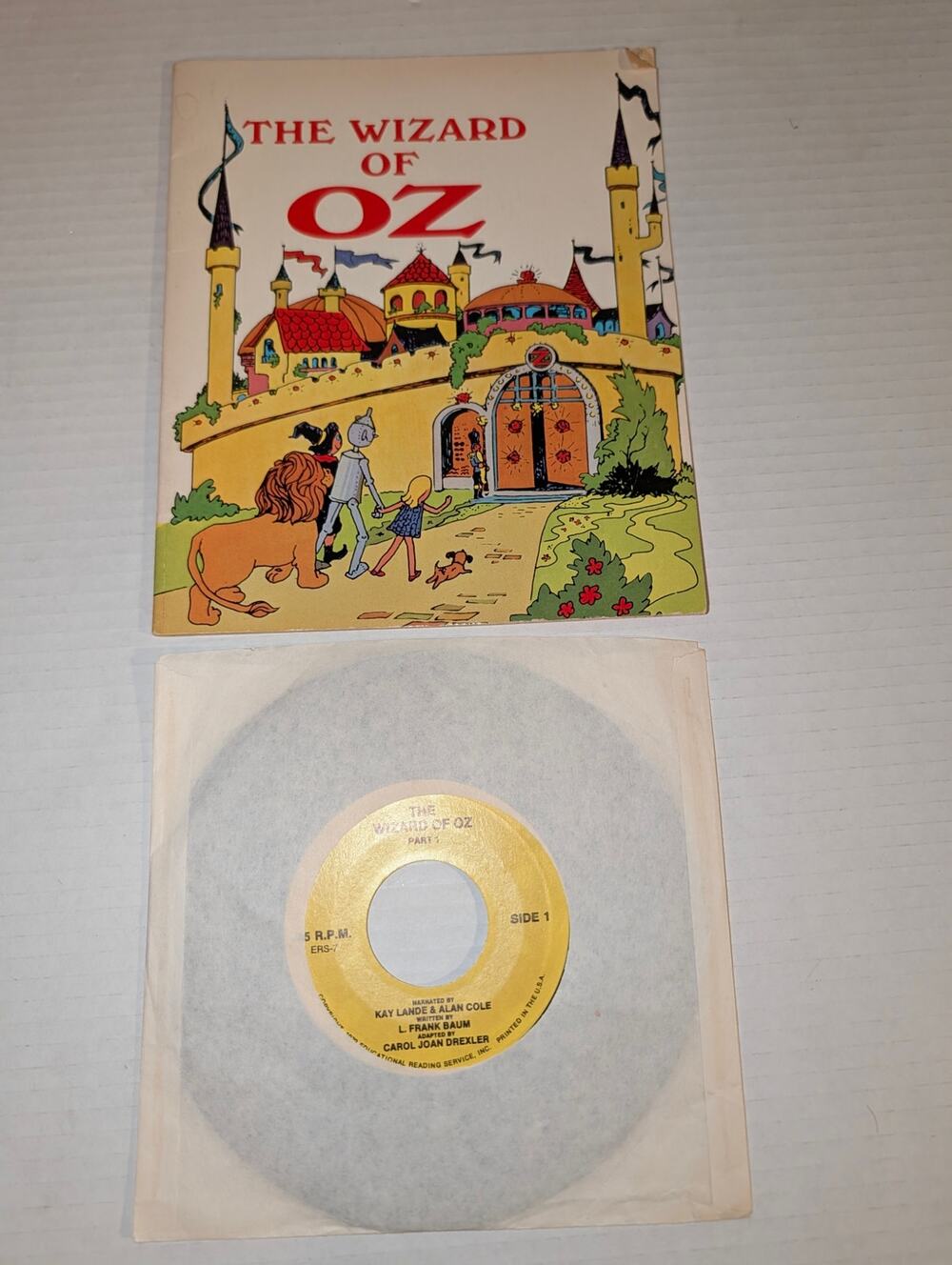 1970 Vintage The Wizard Of Oz Book And Record Set - 45 Record NICE